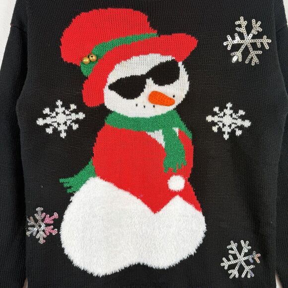Forever 21 Snowman Ugly Christmas Sweater Black Women's SMALL - Picture 2 of 8